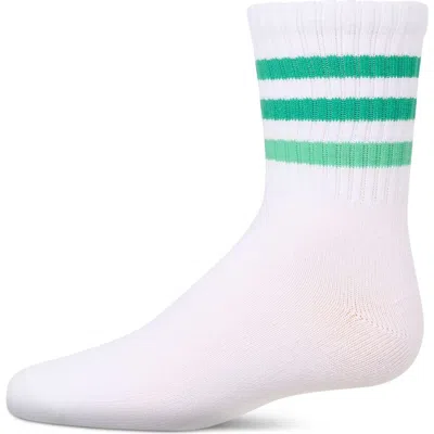 Memoi Kids'  Two Tone Varsity Stripe Crew Socks In White