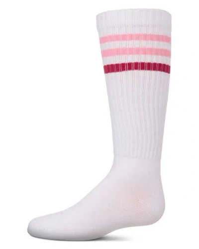 Memoi Kids'  Twotone Varsity Stripe Knee High Socks In White