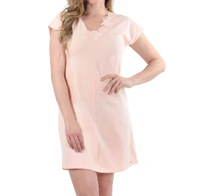 Memoi Ultra-soft Floral Lace Embroidered V-neck Nightshirt In Creole Pink
