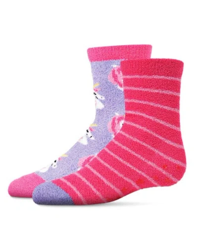 Memoi Unicorn Fuzzy Non-skid Socks 2-pair In Multi