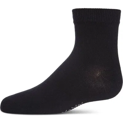 Memoi Unisex Basics Kids Cotton Blend Ankle Socks In Black