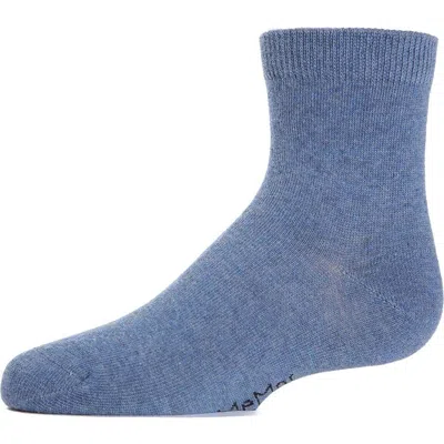 Memoi Unisex Basics Kids Cotton Blend Ankle Socks In Blue