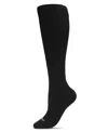 Memoi Unisex Classic Athletic Cushion Sole Knee High Cotton Blend 15-20mmhg Graduated Compression Socks In Black