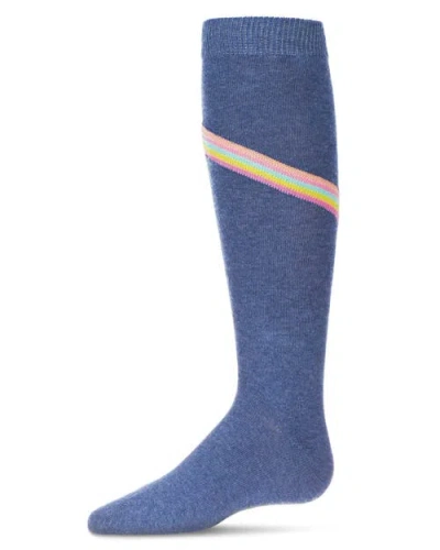 Memoi Kids'  V Stripe Lurex Knee High Socks In Blue