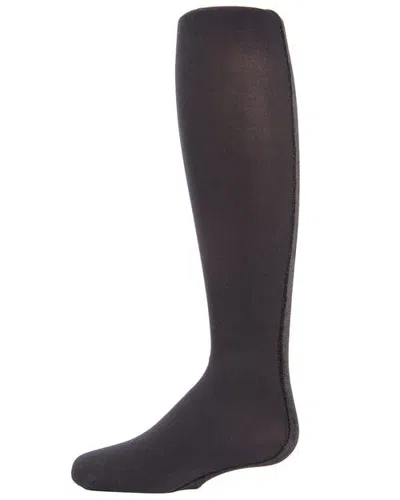Memoi Kids'  Velvet Back Seam Opaque Tights In Black