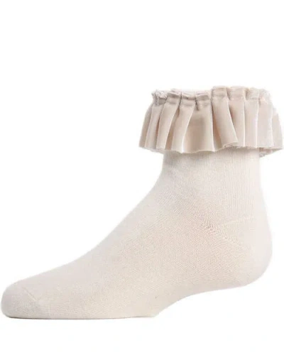 Memoi Babies'  Velvet Pleated Anklet Socks In Neutral