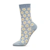 Memoi Vintage Daisy Womens 1 Pair Crew Socks In Blue
