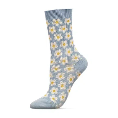 Memoi Vintage Daisy Womens 1 Pair Crew Socks In Blue