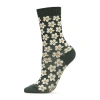 Memoi Vintage Daisy Womens 1 Pair Crew Socks In Green
