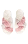 Memoi Weave Faux Fur Scuff Slipper In Multi