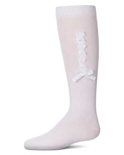 Memoi Kids'  Weaved Velvet Bow Knee High Socks In Blue