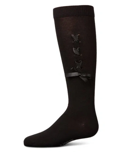Memoi Kids'  Weaved Velvet Bow Knee High Socks In Purple