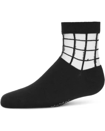 Memoi Babies'  Window Pane Sheer Socks In Black