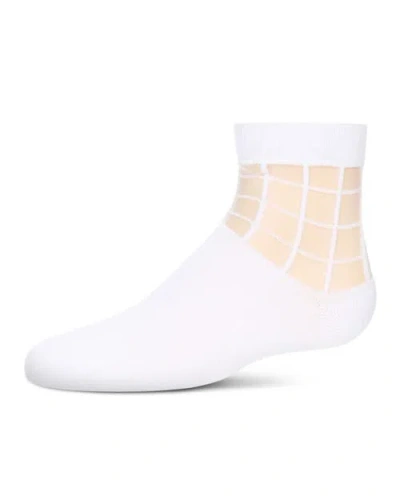 Memoi Babies'  Window Pane Sheer Socks In White