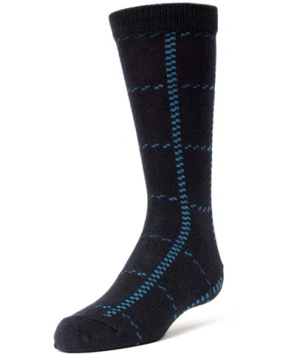 Memoi Kids'  Windowpane Plaid  Dress Socks In Black