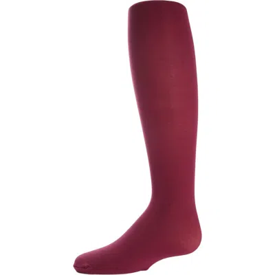 Memoi Babies'  Winter Opaque Nylon Tights In Burgundy