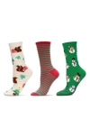 Memoi Winter Skiing Assorted 3-pack Crew Socks In Multi