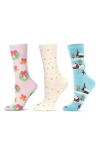 Memoi Winter Skiing Assorted 3-pack Crew Socks In Multi