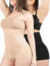 Memoi 2-pack Sculpt Shaping Shorts In Beige Black