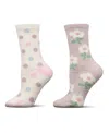 Memoi Women's 2 Pair Pack Aloe Infused Non-skid Spa Socks Bws1000
