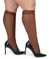 Memoi Women's 2 Pair Pack Ultra Sheer Plus Curvy Knee Highs Mm-4205 In French Coffee
