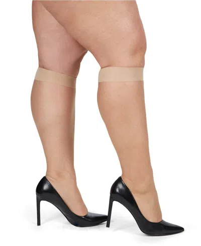 MEMOI WOMEN'S 2 PAIR PACK SILKY SHEER CURVY KNEE HIGHS MM-4210