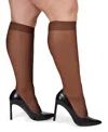 Memoi Women's 2 Pair Pack Ultra Sheer Plus Curvy Knee Highs Mm-4205 In French Coffee
