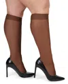 Memoi Women's 2 Pair Pack Ultra Sheer Plus Curvy Knee Highs Mm-4205 In French Coffee