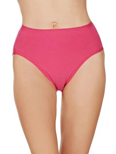 Memoi Women's 3-pack Cotton Basic Hipster Panty In Fuchsia Pink