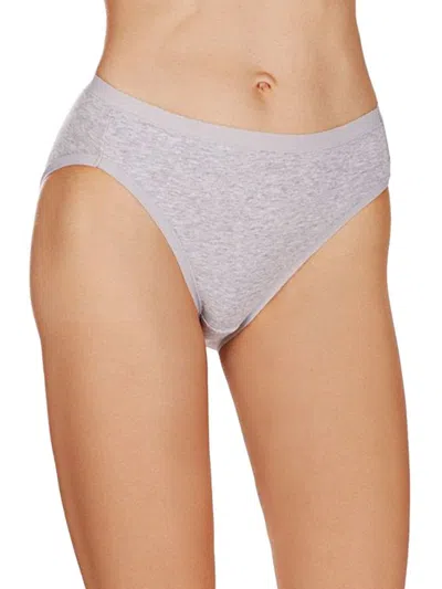 Memoi Women's 3-pack Cotton Basic Hipster Panty In Light Grey