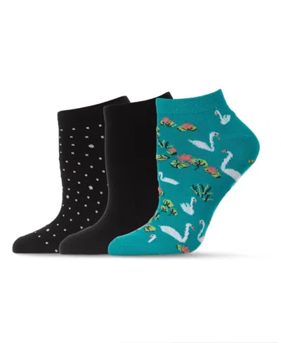 Memoi Women's 3 Pair Pack Swan Socks Set In Columbia
