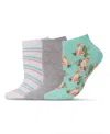 Memoi Assorted 3-pack Cockatoo Socks In Lichen