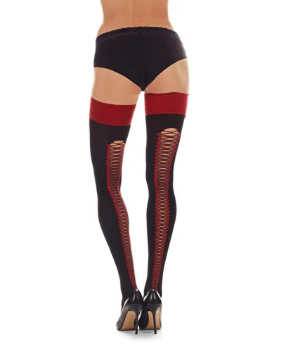 Memoi Women's Corset Backseam Thigh High Stockings In Multi