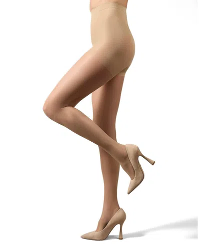 Memoi Women's Crystal Sheer Control Top Pantyhose Mm-210 In Bone