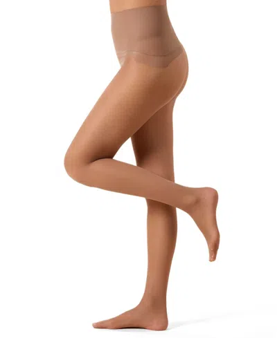 MEMOI WOMEN'S CRYSTAL SHEER SEAMLESS TOP 12-DENIER PANTYHOSE