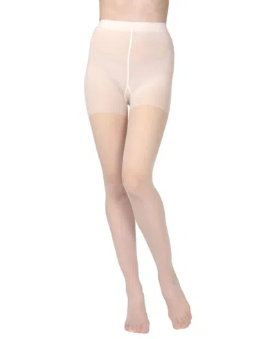 Memoi Women's Essential Control Top Satin Sheer Pantyhose In Beige
