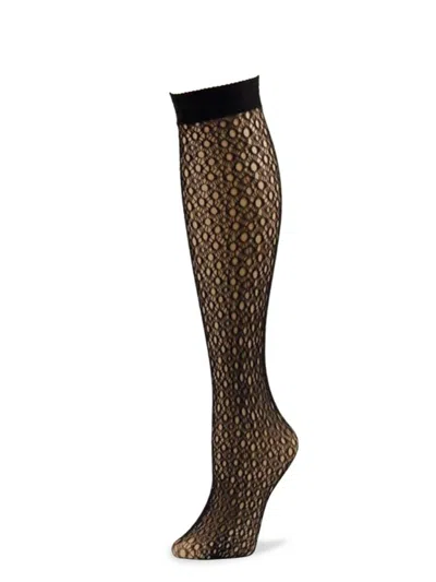 Memoi Women's Femi-o Lace Knee High Stockings In Black