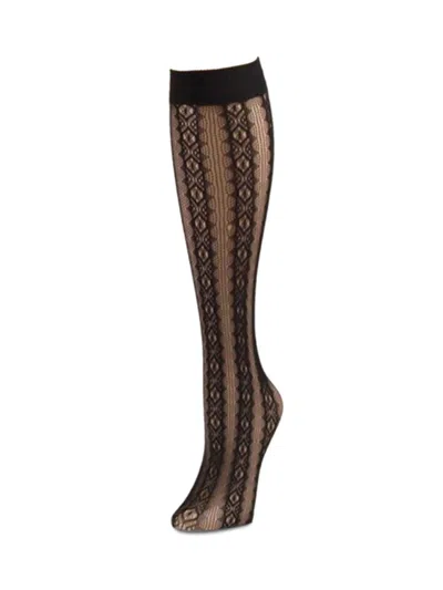 Memoi Women's Lace Knee High Stockings In Black