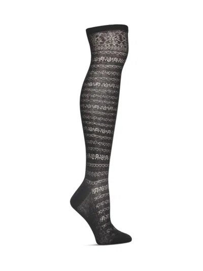 Memoi Women's Lace Thigh High Stockings In Black