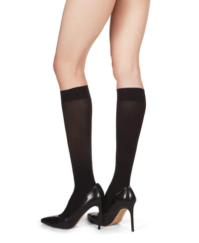 Memoi Women's Microfiber Opaque 40 Denier Knee Highs Mm-480 In Black