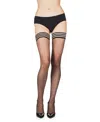 Memoi Women's Simply Bare Ultra-sheer Stripe-top Thigh-high Stockings Mm-108 In Black