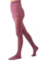Memoi Women's Textured Cotton Rich Inverted Crochet Fashion Tights Mtf08952 In Tulipwood