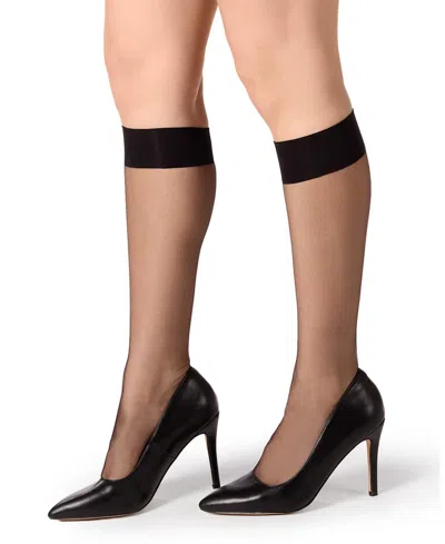 Memoi Women's Ultra Sheer 15-denier Knee-high In Jet Black
