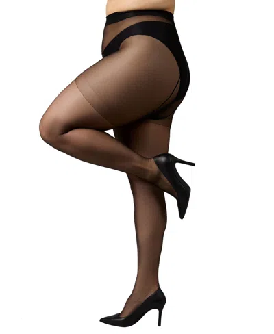 Memoi Women's Ultra Sheer 8 Denier Control Top Pantyhose In Black