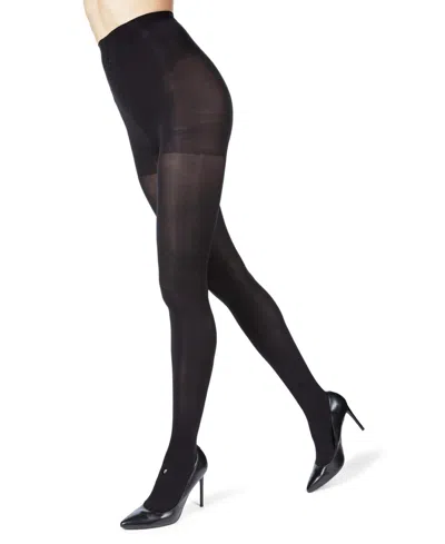 Memoi Women's Velvet Touch Opaque Tummy-control 80 Denier Shapewear Tights In Black