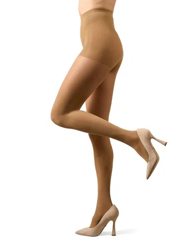 Memoi Women's Velveteen Control Top 30 Denier Tights In Cork