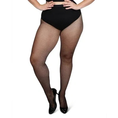 Memoi Womens Fishnet Plus Tights In Black