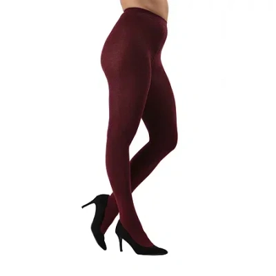 Memoi Womens Flat Knit Sweater 1 Pair Tights In Red