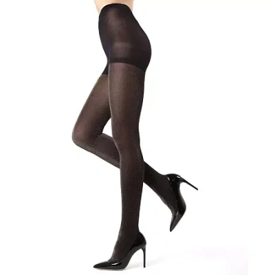 Memoi Womens Glitter Opaque Tights In Black