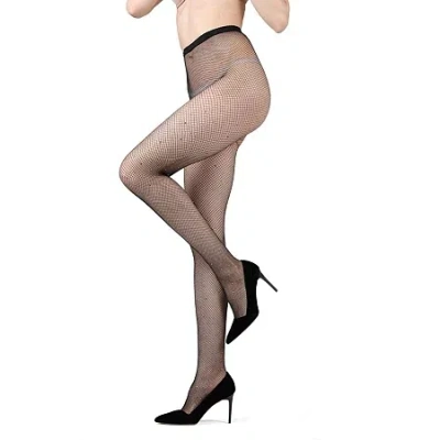 Memoi Womens Rhinestone Mini Fishnet Tights In Black